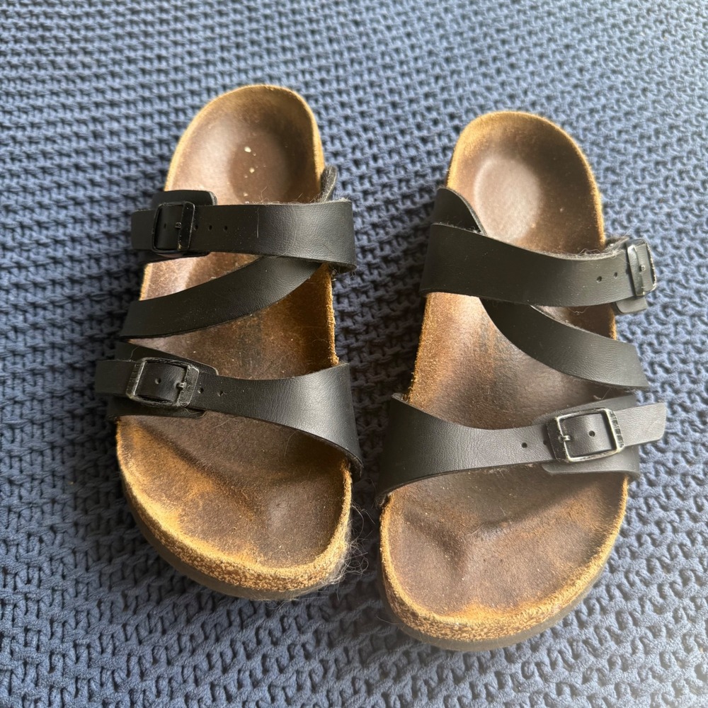 Birkenstock Salina Black Birko-Flor Three Strap Buckle Sandals Size 38 L7 M5